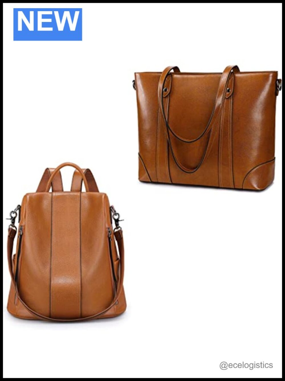 Genuine Leather Convertible Work Laptop Tote Shoulder Bag 15.6 Inch Briefcase